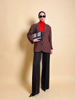 Blazer in lana pied de poule ruggine e nero “Grazia Bagnaresi”