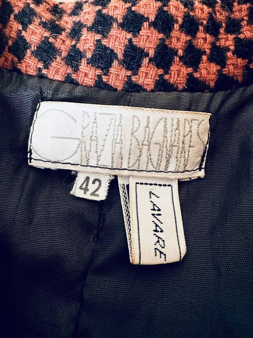 Blazer in lana pied de poule ruggine e nero “Grazia Bagnaresi”