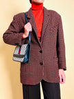 Blazer in lana pied de poule ruggine e nero “Grazia Bagnaresi”