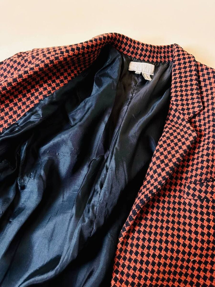 Blazer in lana pied de poule ruggine e nero “Grazia Bagnaresi”