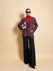 Blazer in lana pied de poule ruggine e nero “Grazia Bagnaresi”
