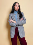 Blazer pied de poule grigio e carta da zucchero 