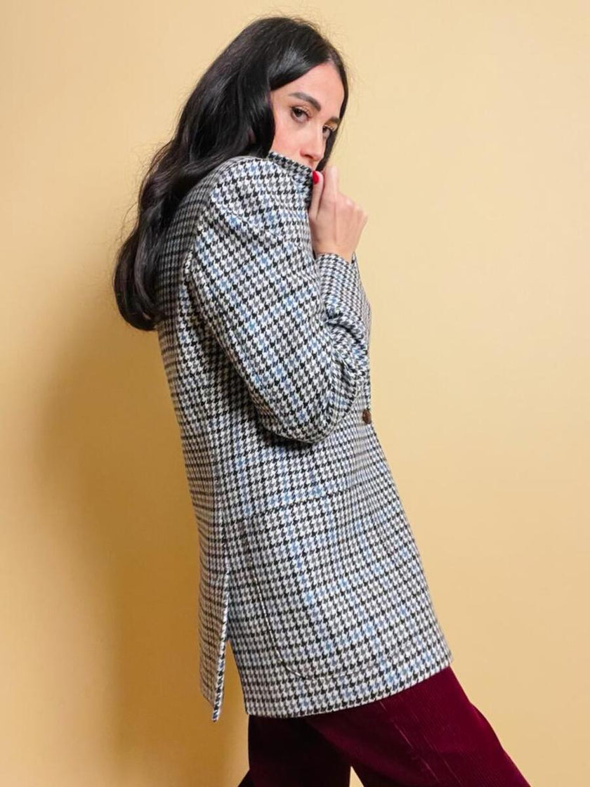 Blazer pied de poule grigio e carta da zucchero 