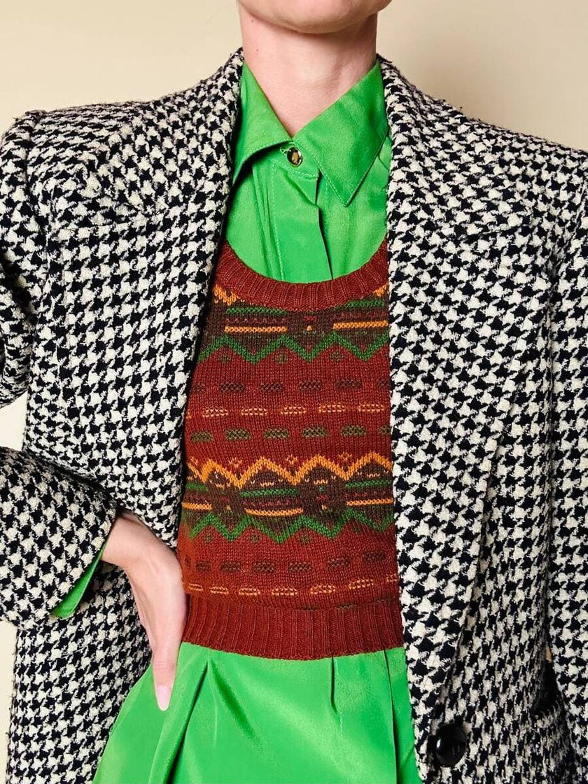 Gilet corto color tabacco in filato Velicren Snia