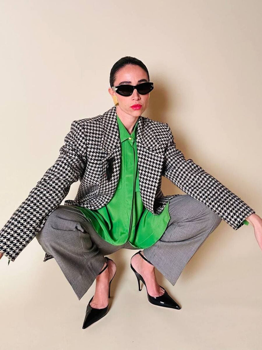 Blazer in lana pied de poule Yves Saint Laurent