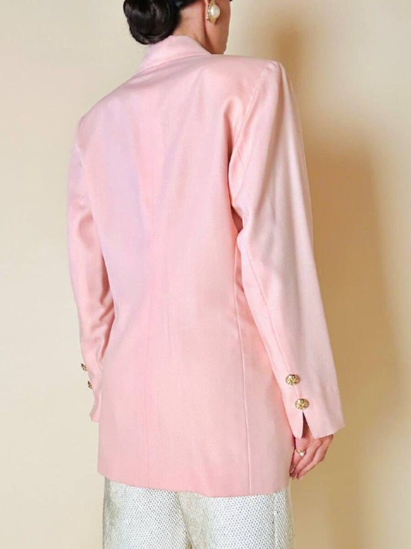 Blazer sartoriale in lana leggera rosa pastello