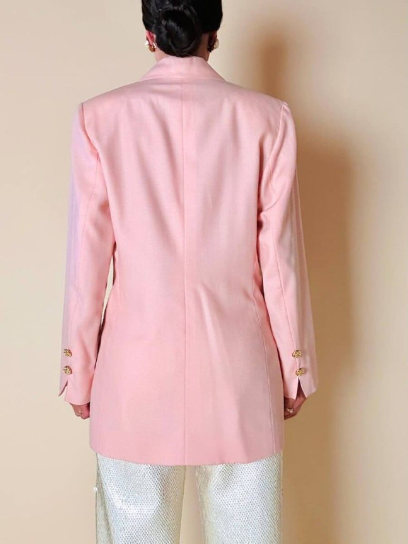 Blazer sartoriale in lana leggera rosa pastello