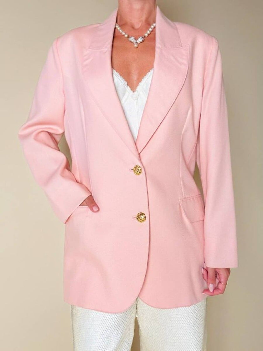 Blazer sartoriale in lana leggera rosa pastello
