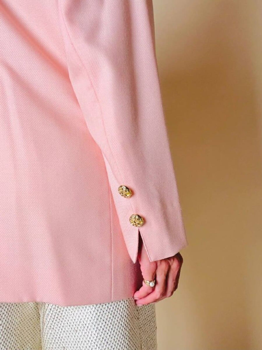Blazer sartoriale in lana leggera rosa pastello