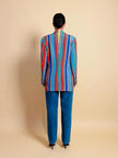 Blazer in crèpe di seta a righe multicolor 