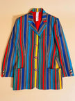 Blazer in crèpe di seta a righe multicolor 