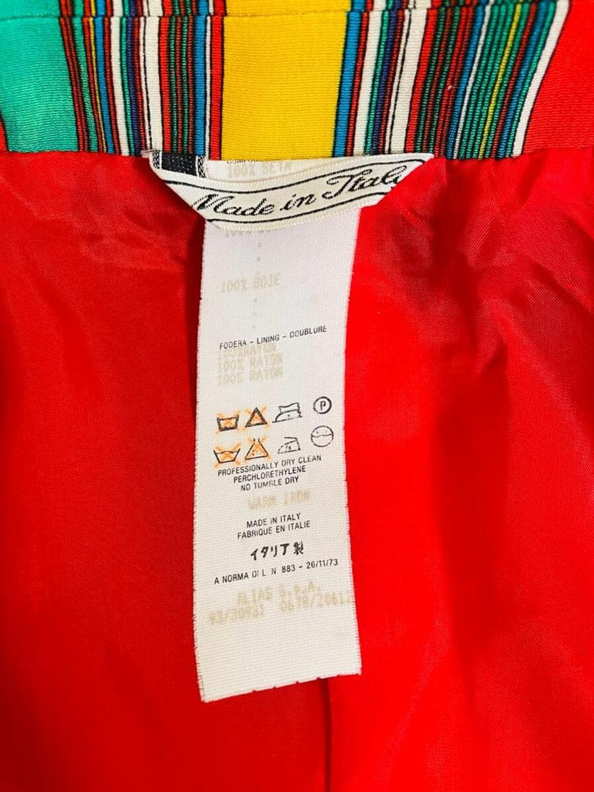 Blazer in crèpe di seta a righe multicolor 