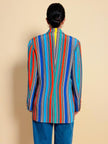 Blazer in crèpe di seta a righe multicolor 