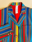 Blazer in crèpe di seta a righe multicolor 