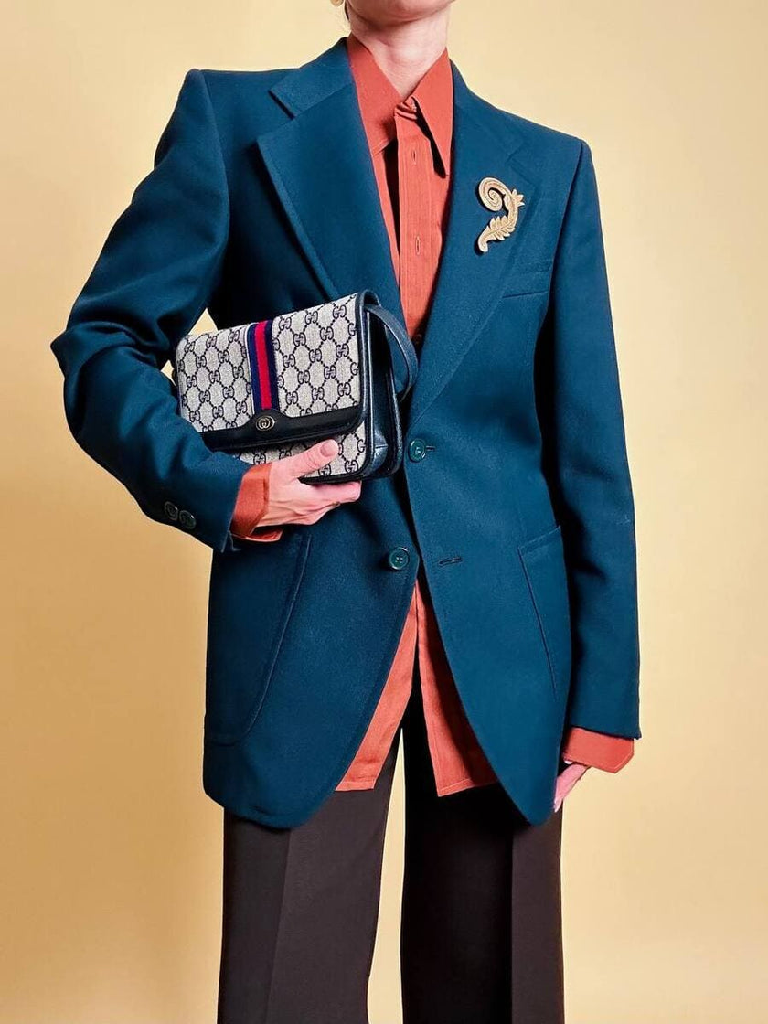 Blazer in lana verde petrolio “Lebole Giovane Jet 20”