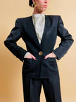 Blazer nero con maxi bottoni dorati Yves Saint Laurent