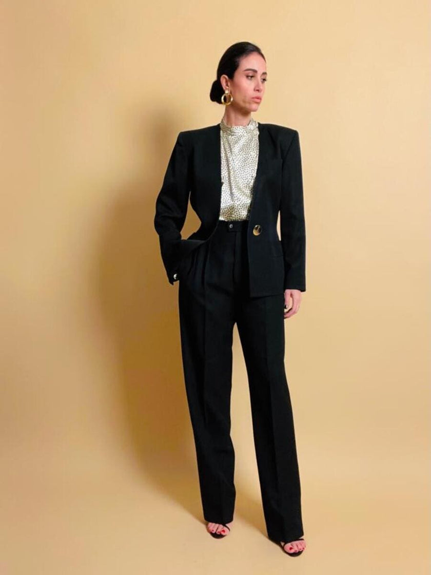 Blazer nero con maxi bottoni dorati Yves Saint Laurent