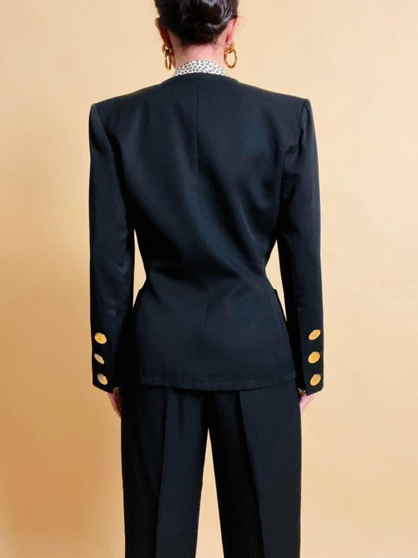 Blazer nero con maxi bottoni dorati Yves Saint Laurent