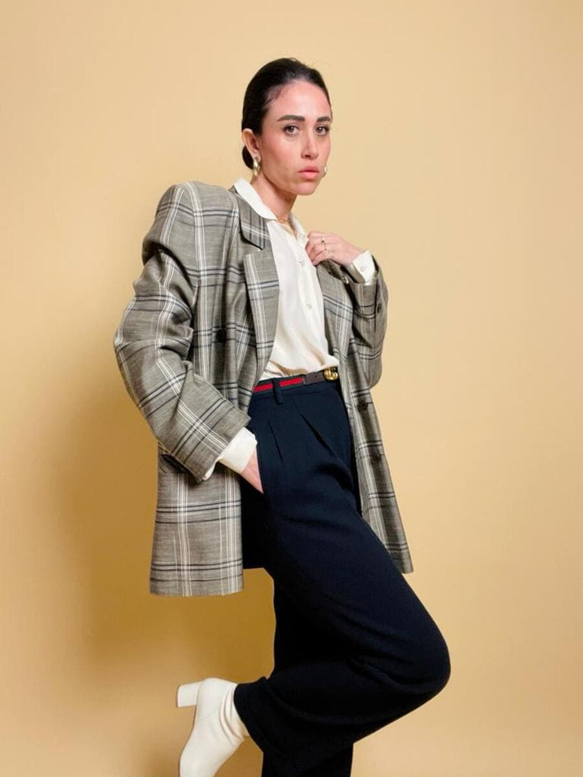 Blazer oversize fantasia tartan “Aubergine”