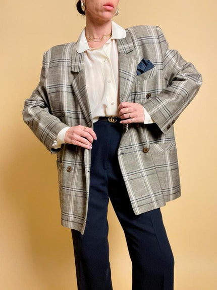 Blazer oversize fantasia tartan “Aubergine”