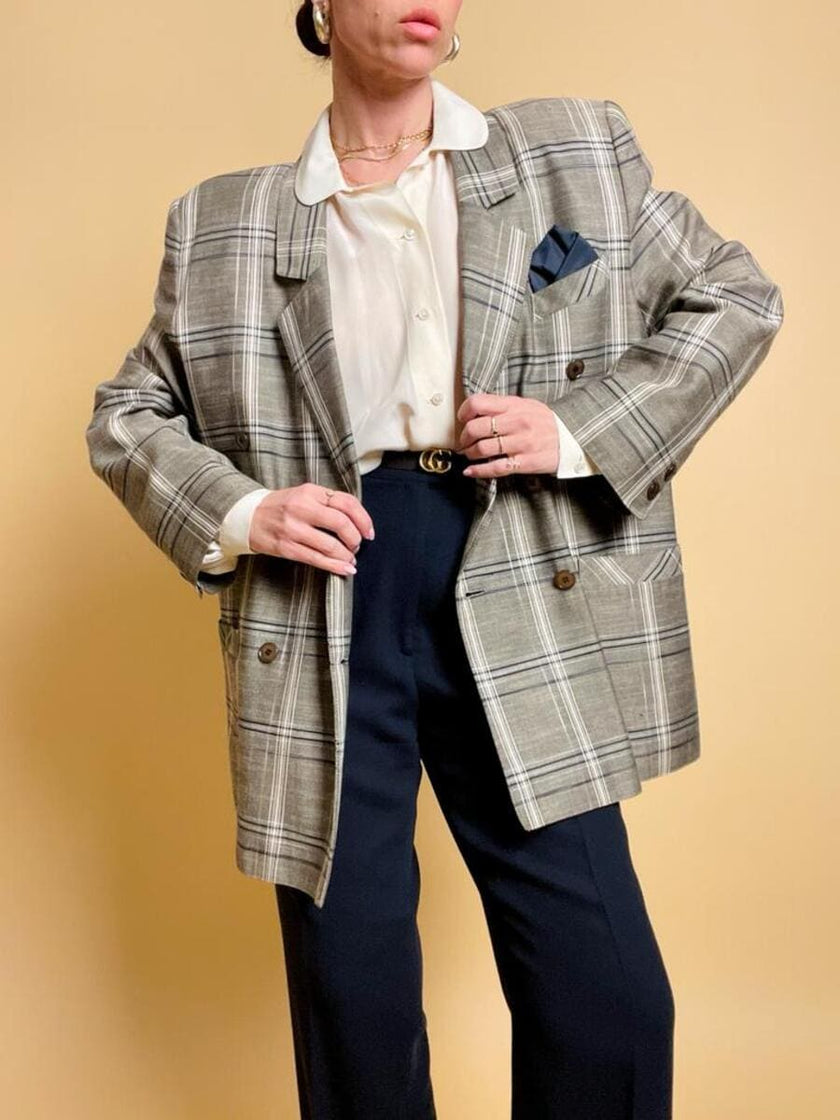 Blazer oversize fantasia tartan “Aubergine”