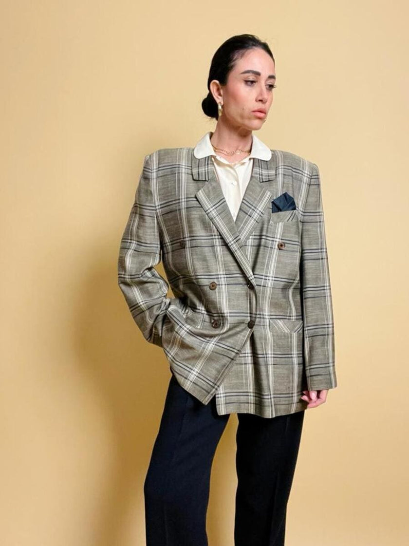 Blazer oversize fantasia tartan “Aubergine”