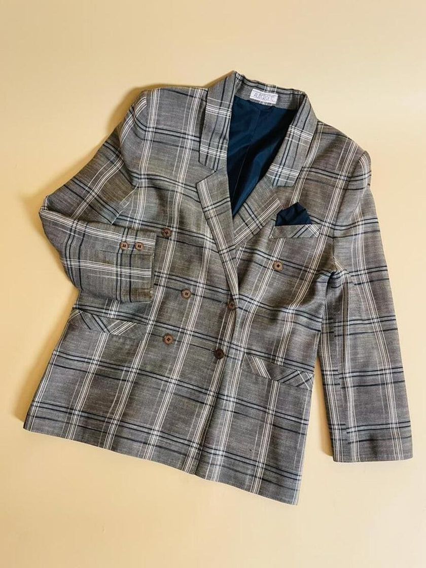 Blazer oversize fantasia tartan “Aubergine”