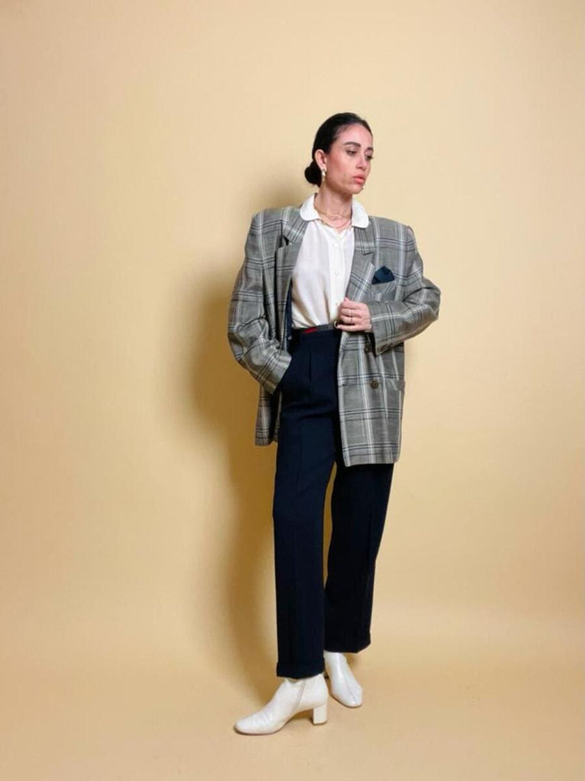 Blazer oversize fantasia tartan “Aubergine”