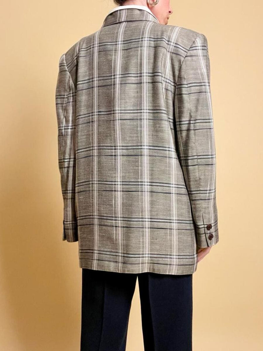 Blazer oversize fantasia tartan “Aubergine”