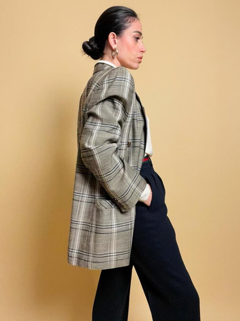 Blazer oversize fantasia tartan “Aubergine”