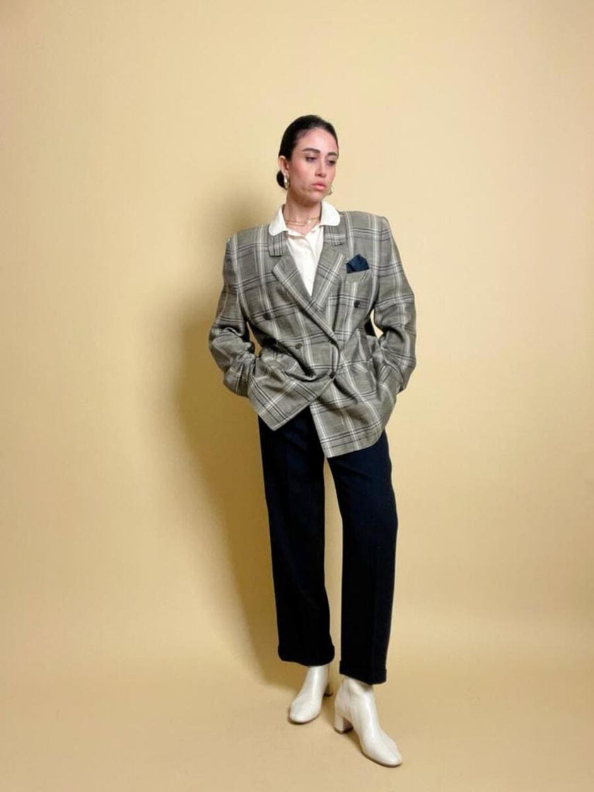Blazer oversize fantasia tartan “Aubergine”