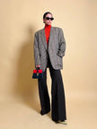 Blazer Yves Saint Laurent in lana fantasia pied de poule multicolor