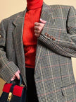 Blazer Yves Saint Laurent in lana fantasia pied de poule multicolor