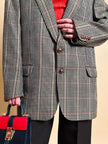 Blazer Yves Saint Laurent in lana fantasia pied de poule multicolor