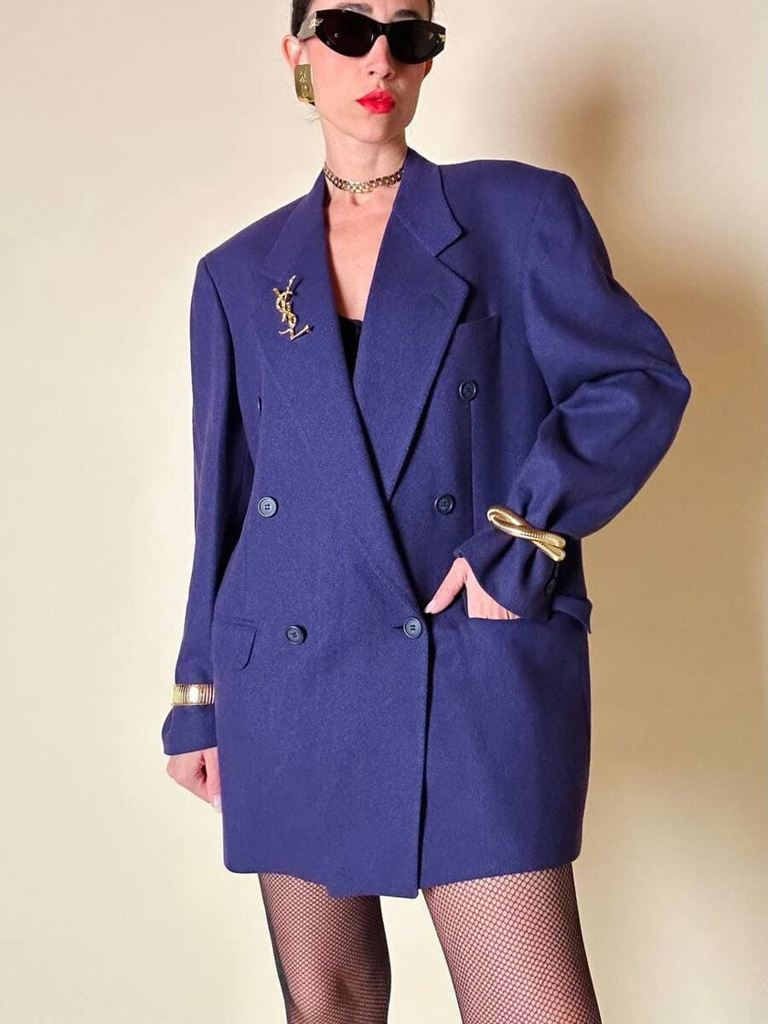 Blazer oversize in lana mélange viola “Gianandrea Cataneo”