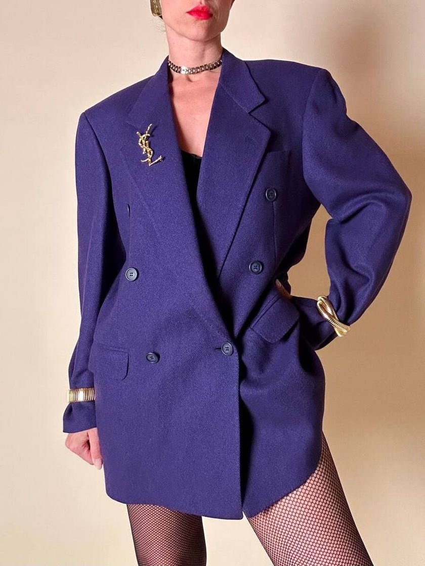 Blazer oversize in lana mélange viola “Gianandrea Cataneo”