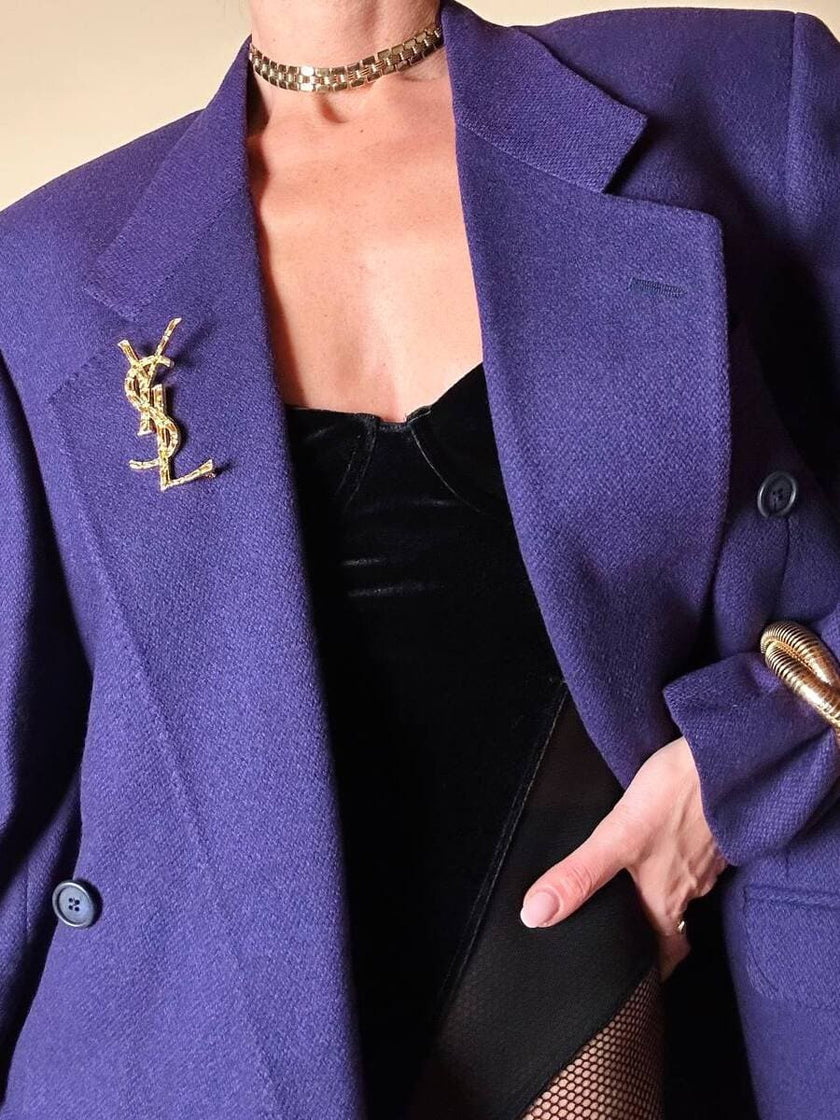 Blazer oversize in lana mélange viola “Gianandrea Cataneo”