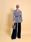 Blazer vintage Yves Saint Laurent a righe verticali panna e nero