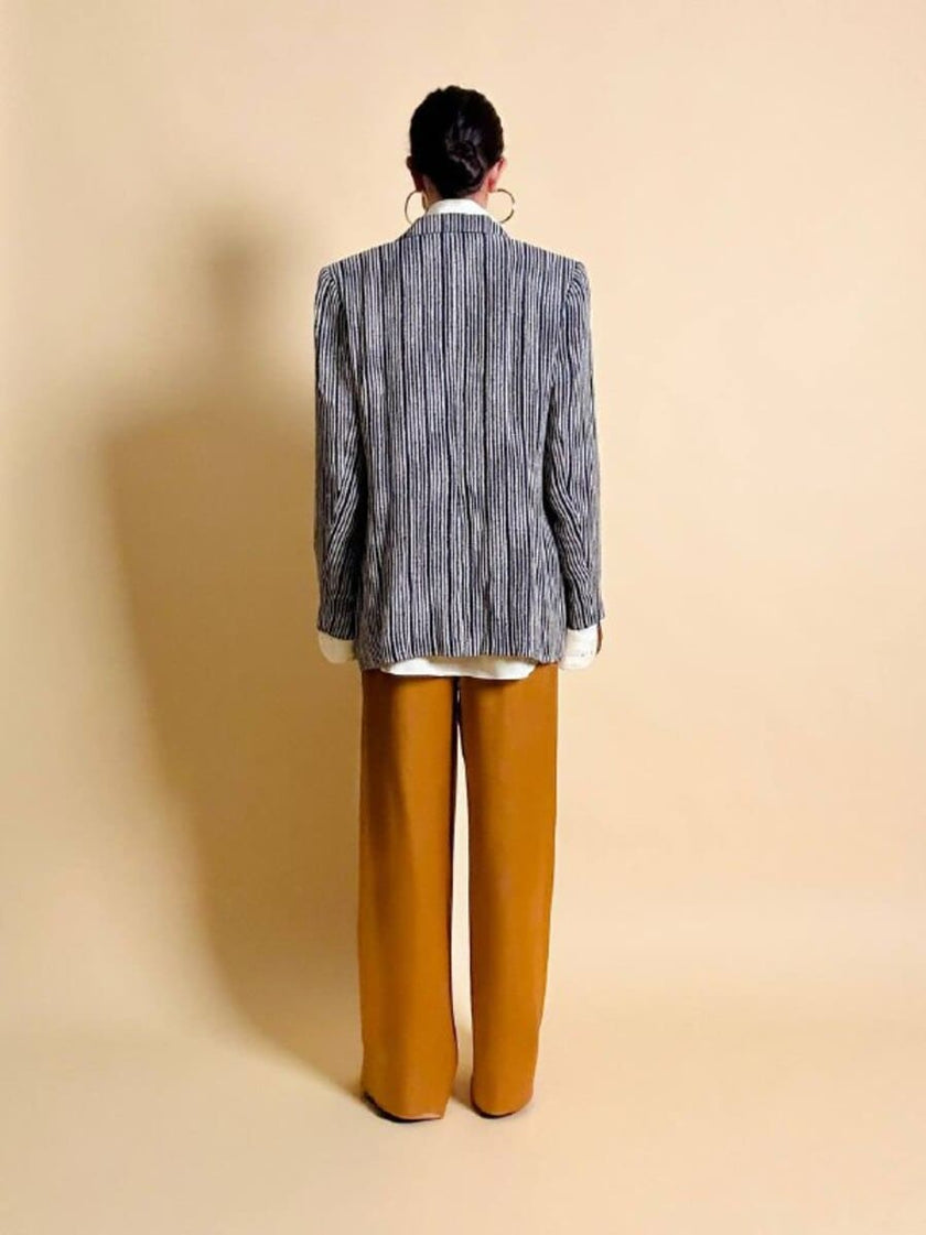 Blazer vintage Yves Saint Laurent a righe verticali panna e nero