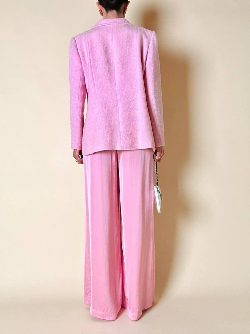 Blazer rosa con bottone gioiello in madreperla “Yves Saint Laurent”
