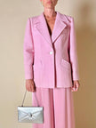 Blazer rosa con bottone gioiello in madreperla “Yves Saint Laurent”
