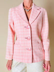 Blazer rosa con maxi bottoni intarsiati di madreperla “Gai Mattiolo Couture”