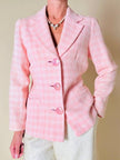 Blazer rosa con maxi bottoni intarsiati di madreperla “Gai Mattiolo Couture”