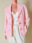 Blazer rosa con maxi bottoni intarsiati di madreperla “Gai Mattiolo Couture”