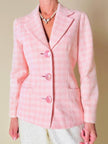 Blazer rosa con maxi bottoni intarsiati di madreperla “Gai Mattiolo Couture”
