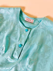Blouse cape en soie Jacquard aigue-marine « Vizio »