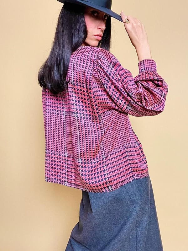 Blusa de seda príncipe de Gales Giorgio Armani
