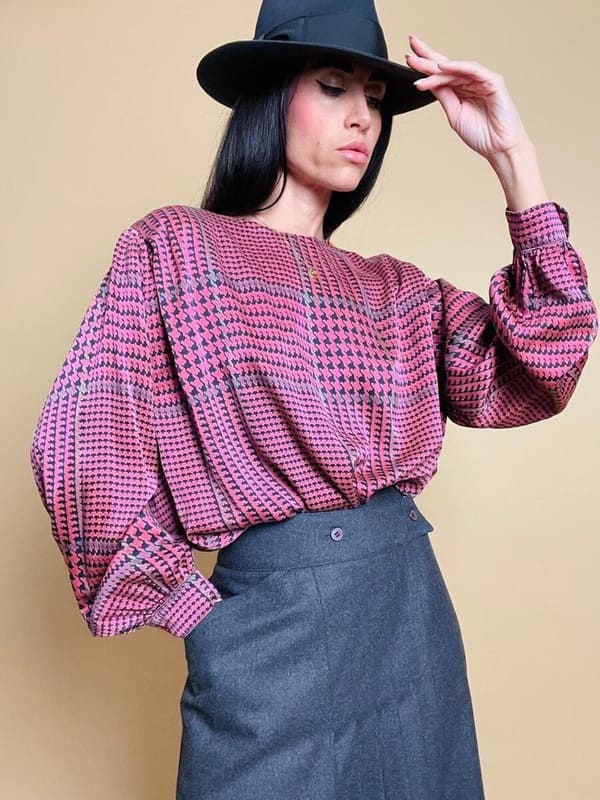 Blusa de seda príncipe de Gales Giorgio Armani
