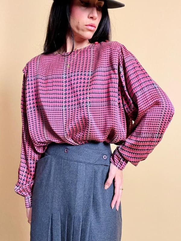 Blusa de seda príncipe de Gales Giorgio Armani
