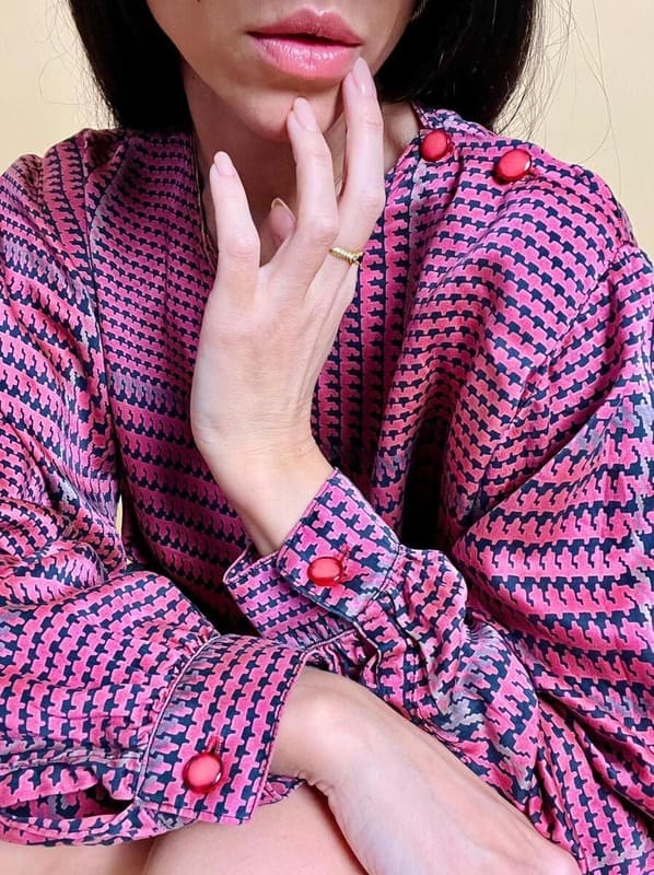 Blusa de seda príncipe de Gales Giorgio Armani